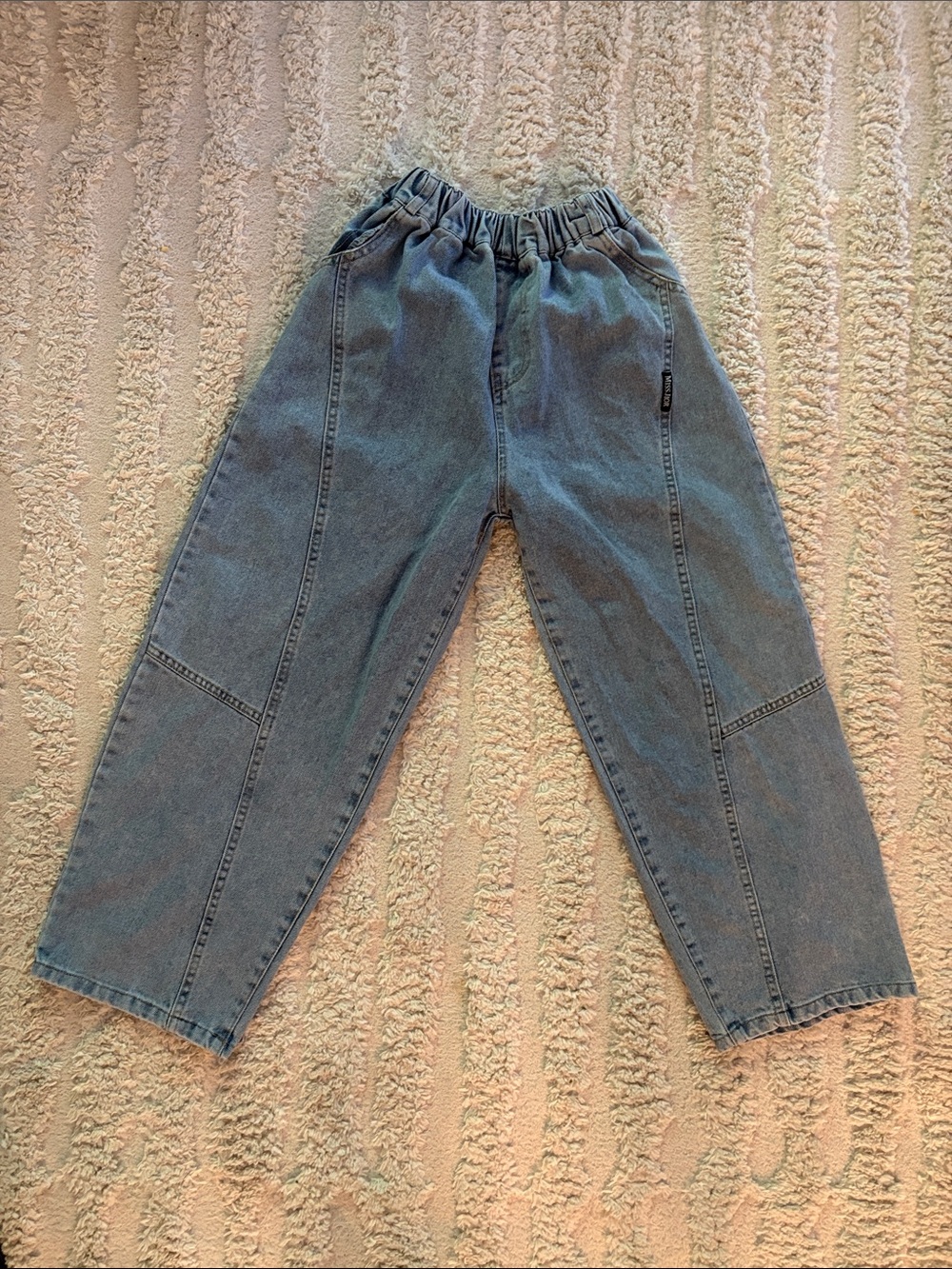 Boys Blue Elastic-Waist Denim Pants
